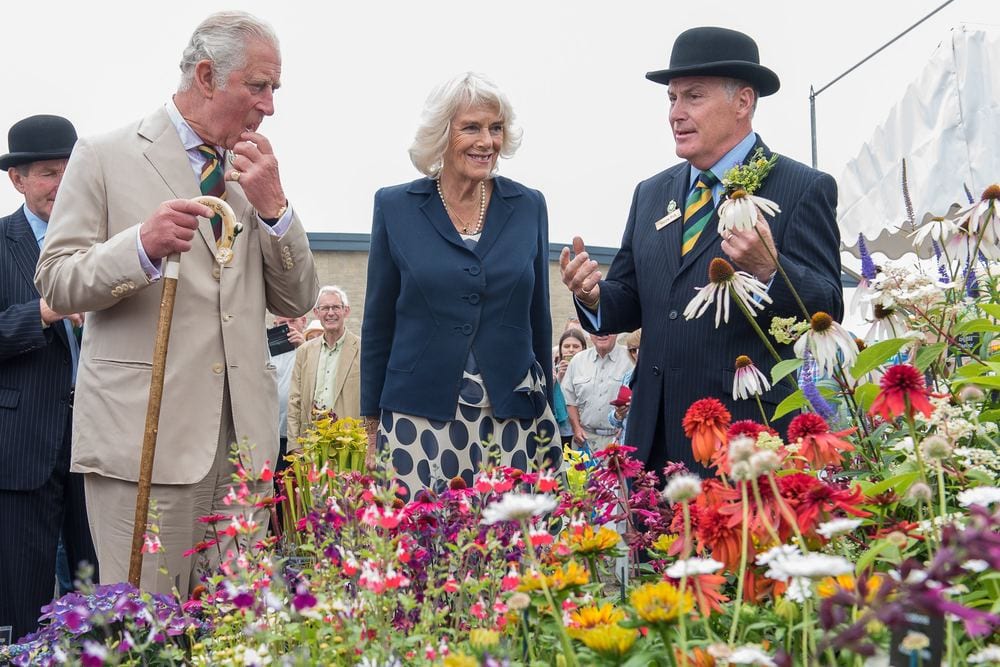 King Charles and Queen Camilla admire the flowers at the Great Yorkshire Show.