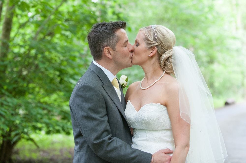 A romantic moment for Tim & Laura-Jane, kissing in the woods.