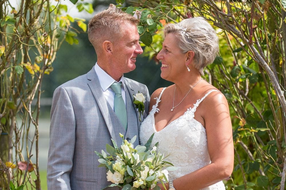 Helene & Rob share a quiet moment after their wedding at Burythorpe House.