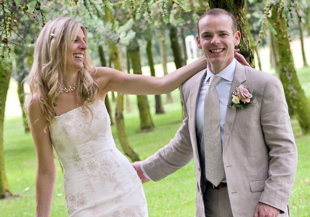 Danielle & Dan relax together after their ceremony at the KP Club, Pocklington.