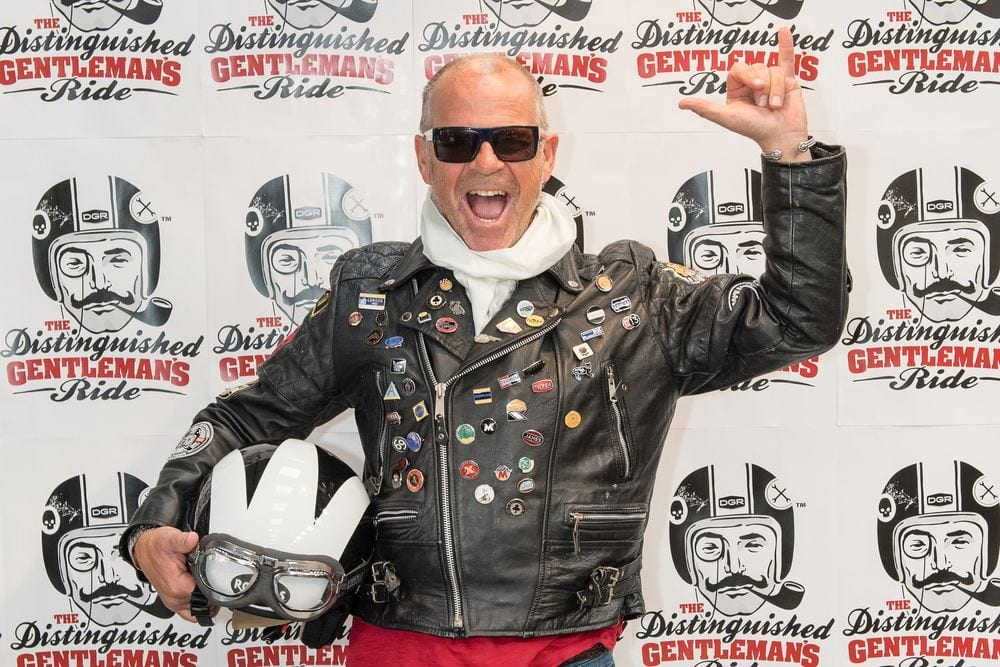 A motorcyclist celebrates the Distinguished Gentleman's Ride.